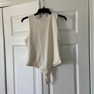 House of Harlow 1960 Medium Sleeveless Cream Ribbed Body Suit